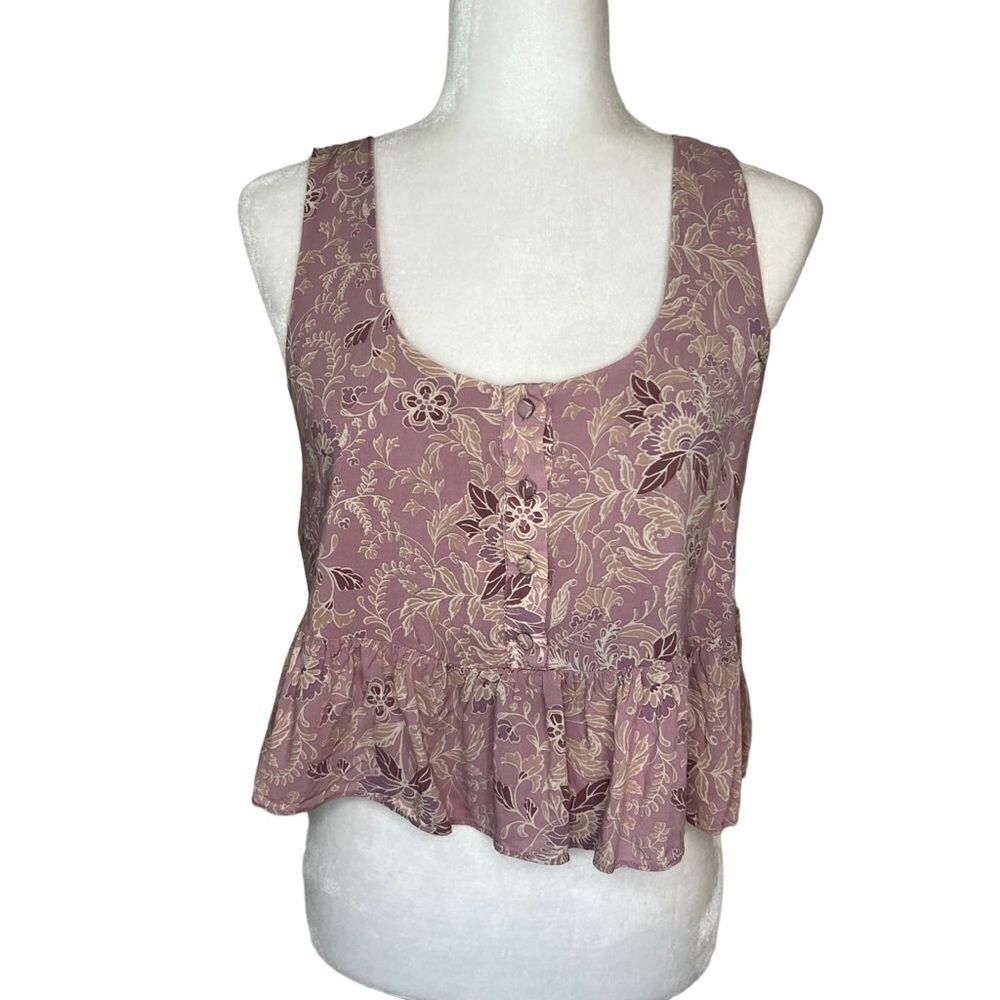 Wayf Boho Floral Crop Top with Ruffle. Fully Lined. Size Small Great Condition!!